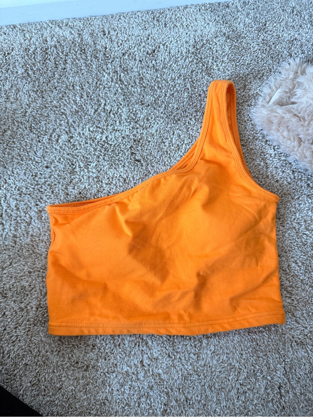 Klassy Network One-Shoulder Orange Crop Top